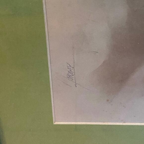 Vintage Print signed‎ Murray Titled “The Shy Lady” Framed and Matted mid century - Picture 5 of 5